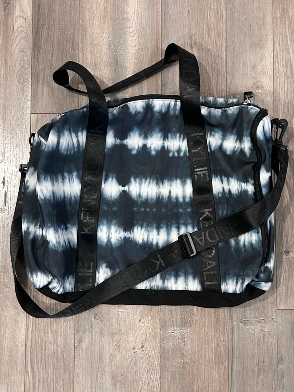 Kendall & Kylie Black and White Tie-Dye Duffel Bag